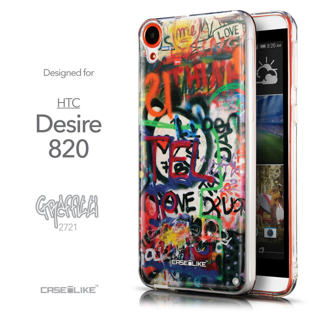 Front & Side View - CASEiLIKE HTC Desire 820 back cover Graffiti 2721