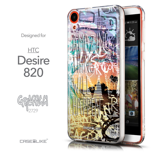 Front & Side View - CASEiLIKE HTC Desire 820 back cover Graffiti 2729