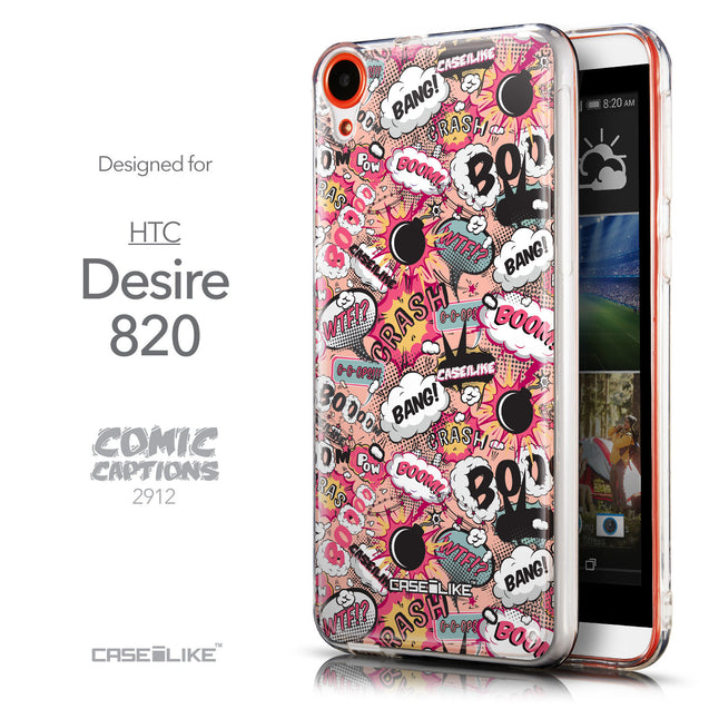Front & Side View - CASEiLIKE HTC Desire 820 back cover Comic Captions Pink 2912
