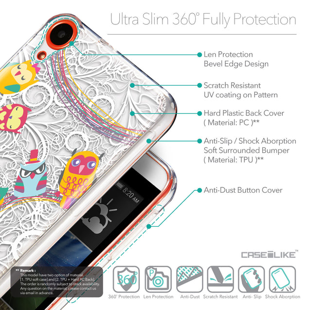 Details in English - CASEiLIKE HTC Desire 820 back cover Owl Graphic Design 3316