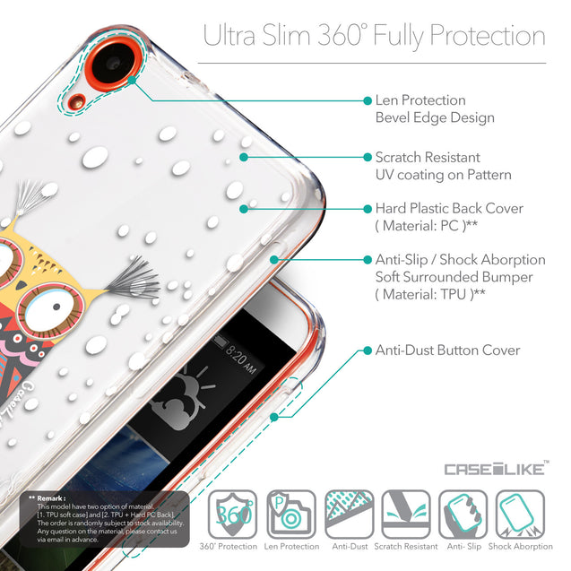 Details in English - CASEiLIKE HTC Desire 820 back cover Owl Graphic Design 3317