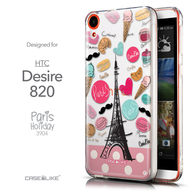 Front & Side View - CASEiLIKE HTC Desire 820 back cover Paris Holiday 3904
