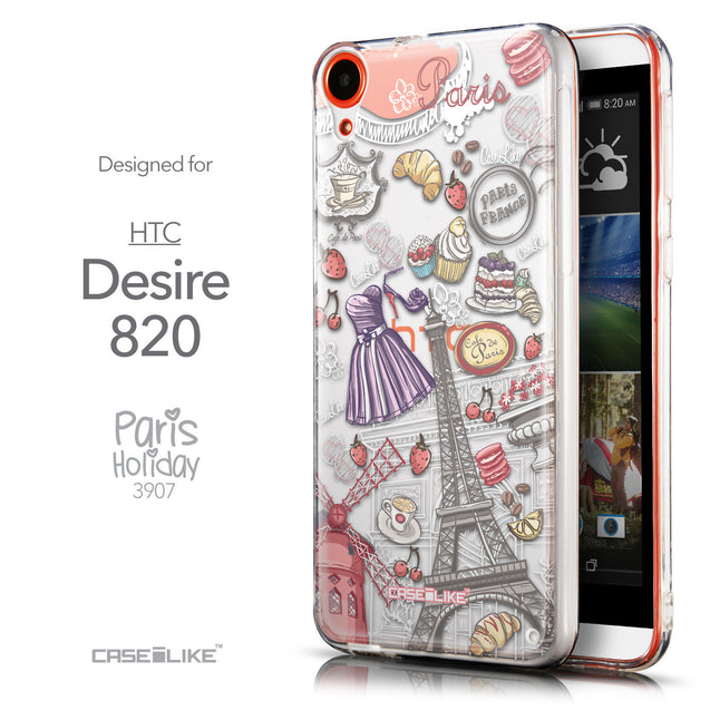 Front & Side View - CASEiLIKE HTC Desire 820 back cover Paris Holiday 3907