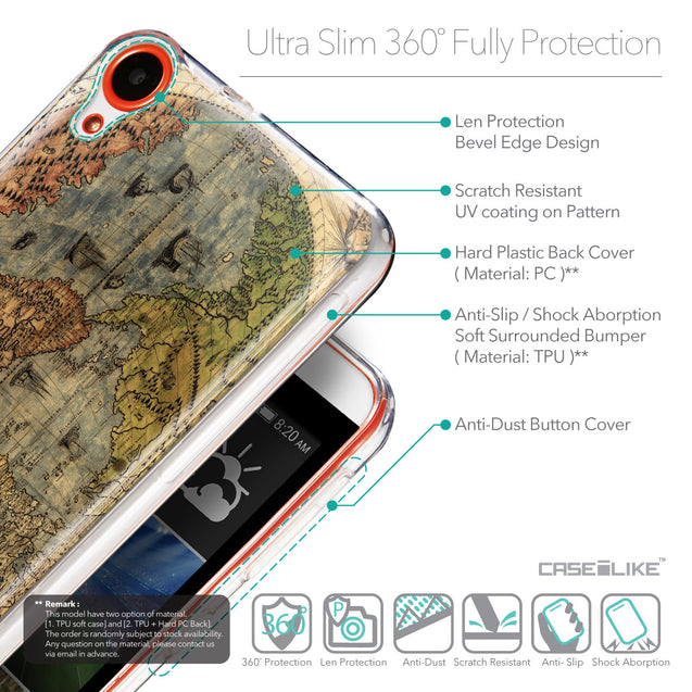 Details in English - CASEiLIKE HTC Desire 820 back cover World Map Vintage 4608