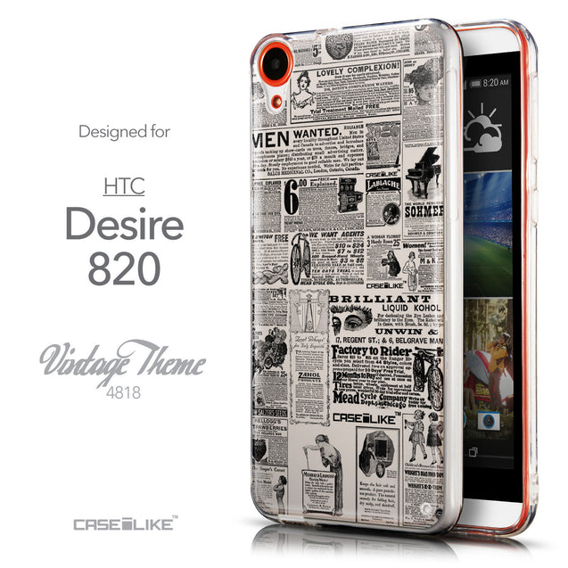Front & Side View - CASEiLIKE HTC Desire 820 back cover Vintage Newspaper Advertising 4818