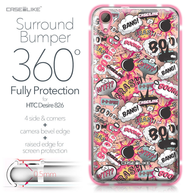 HTC Desire 826 case Comic Captions Pink 2912 Bumper Case Protection | CASEiLIKE.com