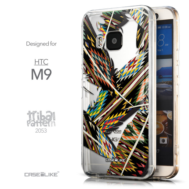 Front & Side View - CASEiLIKE HTC One M9 back cover Indian Tribal Theme Pattern 2053