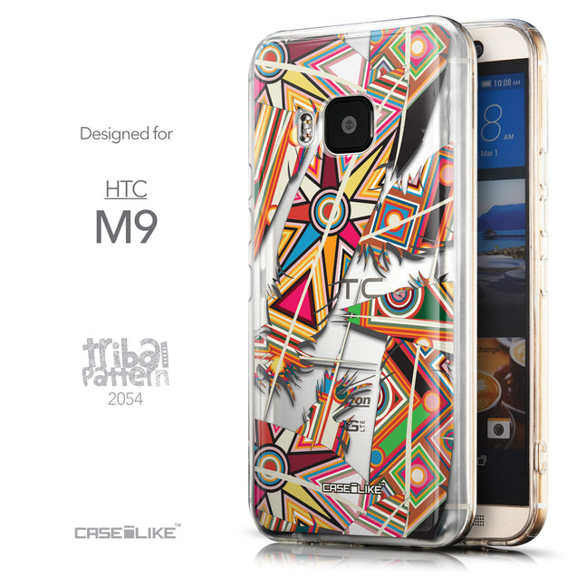 Front & Side View - CASEiLIKE HTC One M9 back cover Indian Tribal Theme Pattern 2054