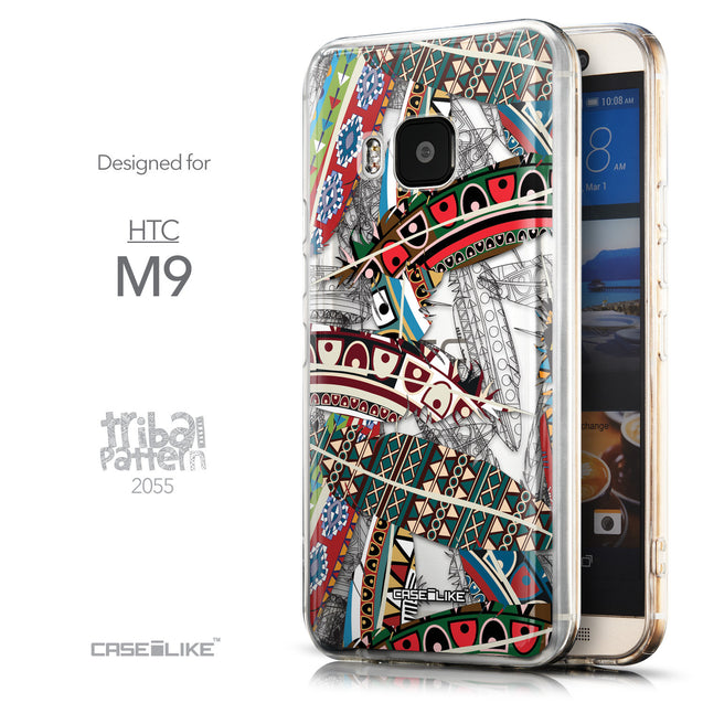 Front & Side View - CASEiLIKE HTC One M9 back cover Indian Tribal Theme Pattern 2055