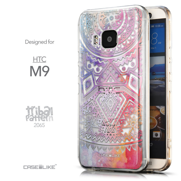 Front & Side View - CASEiLIKE HTC One M9 back cover Indian Line Art 2065