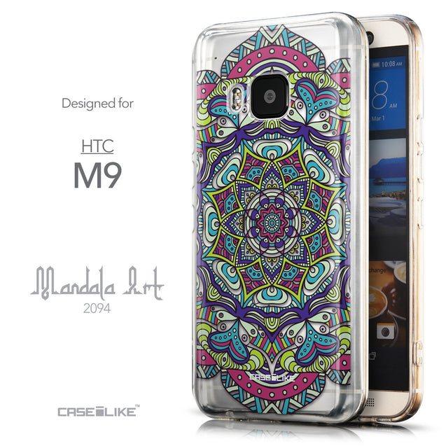 Front & Side View - CASEiLIKE HTC One M9 back cover Mandala Art 2094