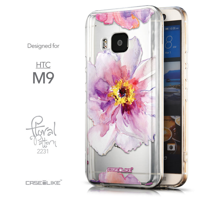 Front & Side View - CASEiLIKE HTC One M9 back cover Watercolor Floral 2231