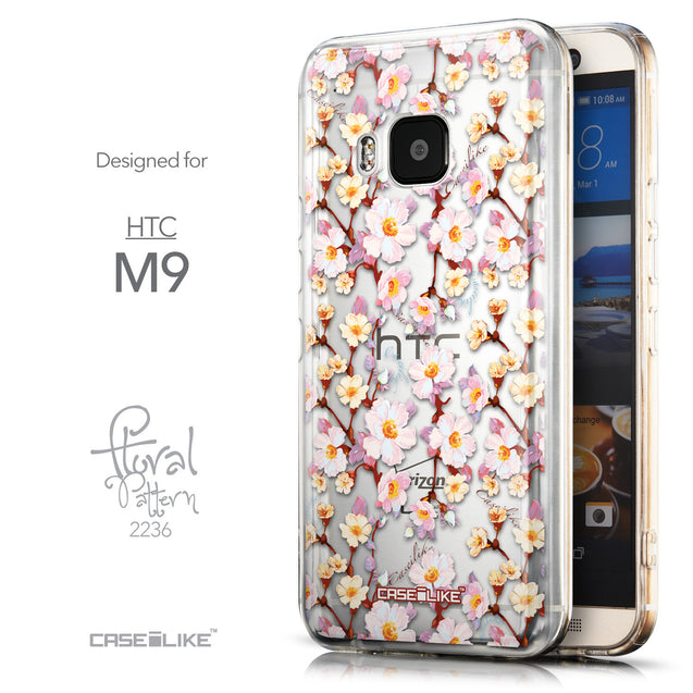 Front & Side View - CASEiLIKE HTC One M9 back cover Watercolor Floral 2236