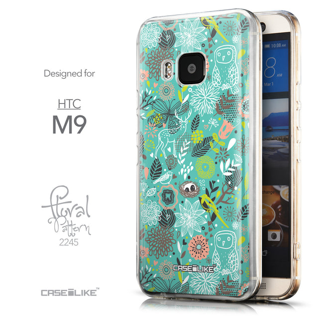 Front & Side View - CASEiLIKE HTC One M9 back cover Spring Forest Turquoise 2245