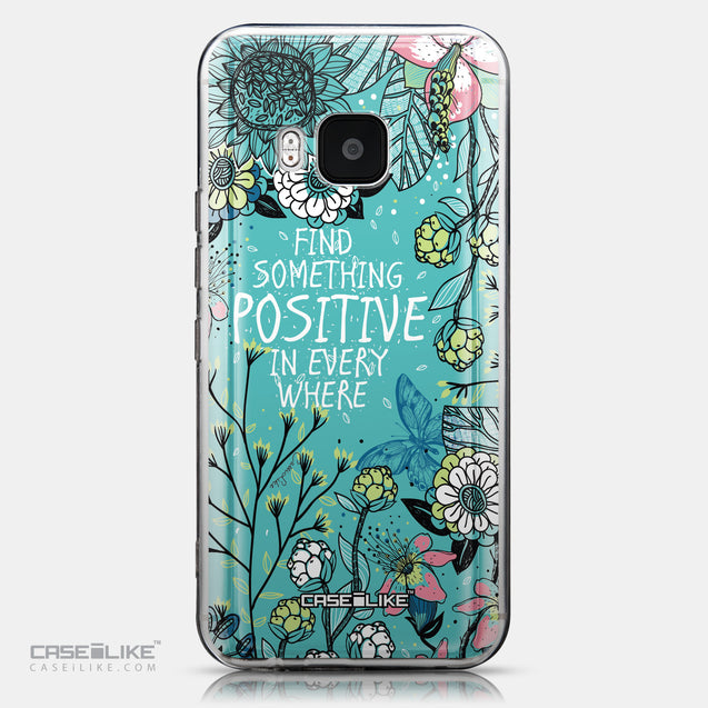 CASEiLIKE HTC One M9 back cover Blooming Flowers Turquoise 2249