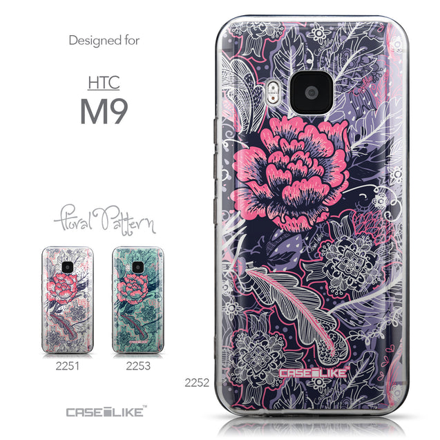Collection - CASEiLIKE HTC One M9 back cover Vintage Roses and Feathers Blue 2252