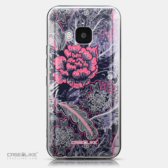 CASEiLIKE HTC One M9 back cover Vintage Roses and Feathers Blue 2252