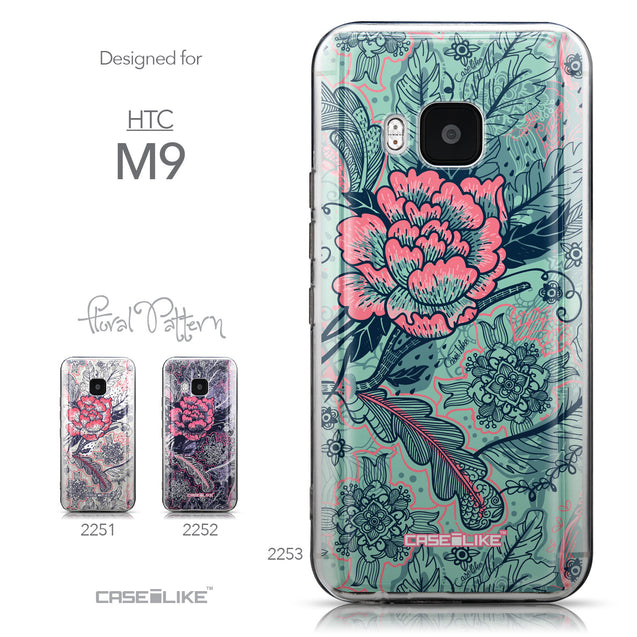 Collection - CASEiLIKE HTC One M9 back cover Vintage Roses and Feathers Turquoise 2253