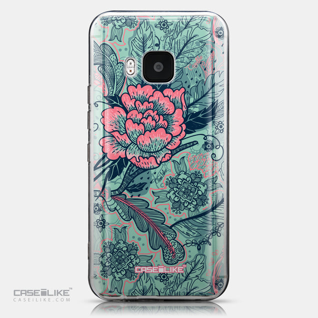 CASEiLIKE HTC One M9 back cover Vintage Roses and Feathers Turquoise 2253