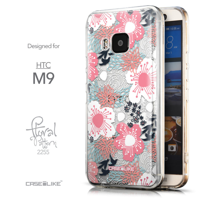 Front & Side View - CASEiLIKE HTC One M9 back cover Japanese Floral 2255