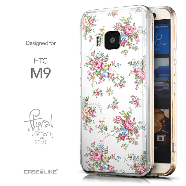 Front & Side View - CASEiLIKE HTC One M9 back cover Floral Rose Classic 2260