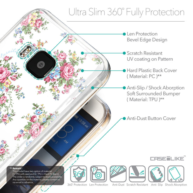 Details in English - CASEiLIKE HTC One M9 back cover Floral Rose Classic 2260