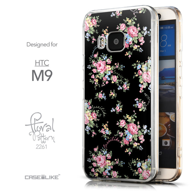 Front & Side View - CASEiLIKE HTC One M9 back cover Floral Rose Classic 2261