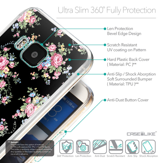 Details in English - CASEiLIKE HTC One M9 back cover Floral Rose Classic 2261