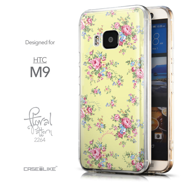 Front & Side View - CASEiLIKE HTC One M9 back cover Floral Rose Classic 2264