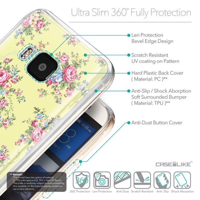 Details in English - CASEiLIKE HTC One M9 back cover Floral Rose Classic 2264
