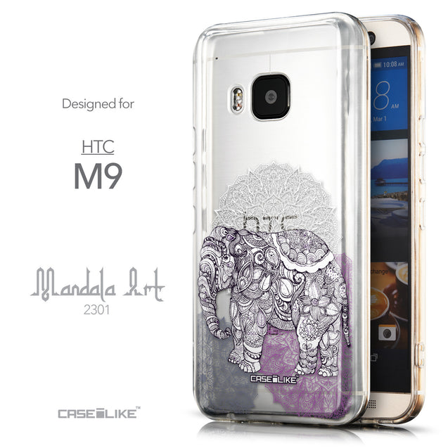 Front & Side View - CASEiLIKE HTC One M9 back cover Mandala Art 2301