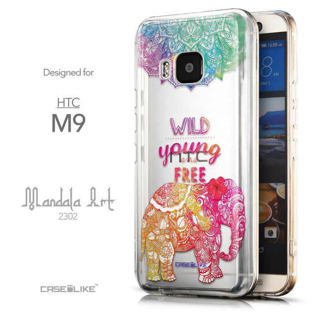 Front & Side View - CASEiLIKE HTC One M9 back cover Mandala Art 2302