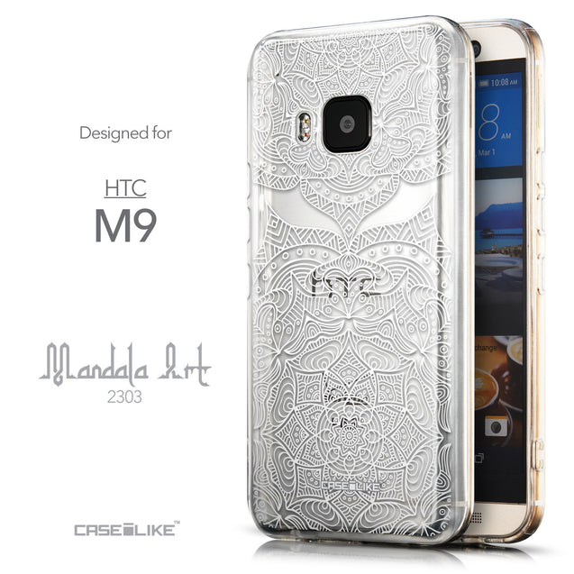 Front & Side View - CASEiLIKE HTC One M9 back cover Mandala Art 2303