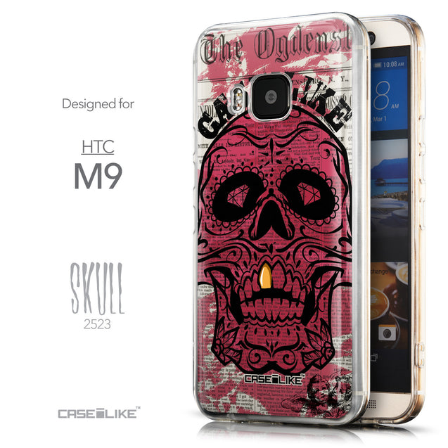Front & Side View - CASEiLIKE HTC One M9 back cover Art of Skull 2523
