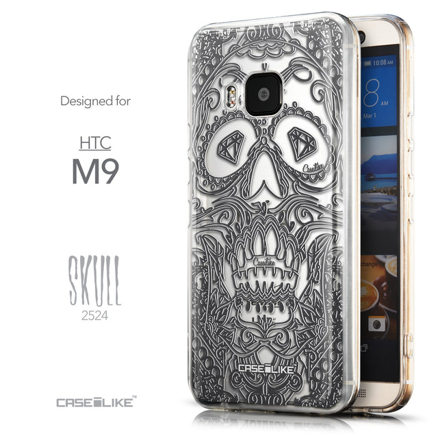 Front & Side View - CASEiLIKE HTC One M9 back cover Art of Skull 2524