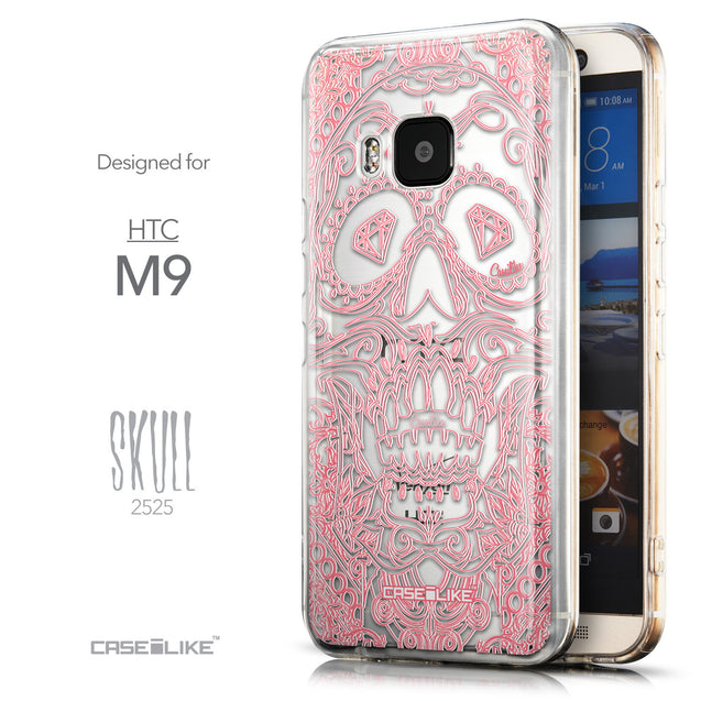 Front & Side View - CASEiLIKE HTC One M9 back cover Art of Skull 2525