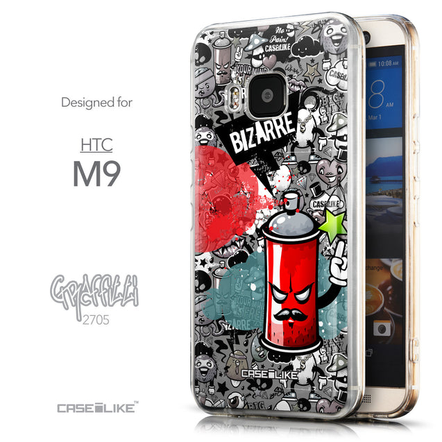 Front & Side View - CASEiLIKE HTC One M9 back cover Graffiti 2705