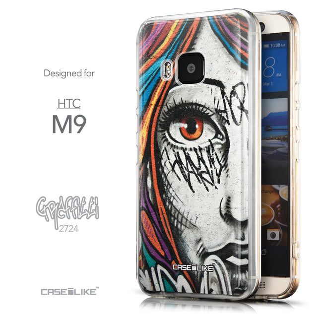 Front & Side View - CASEiLIKE HTC One M9 back cover Graffiti Girl 2724
