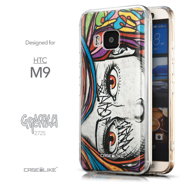 Front & Side View - CASEiLIKE HTC One M9 back cover Graffiti Girl 2725