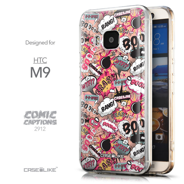 Front & Side View - CASEiLIKE HTC One M9 back cover Comic Captions Pink 2912