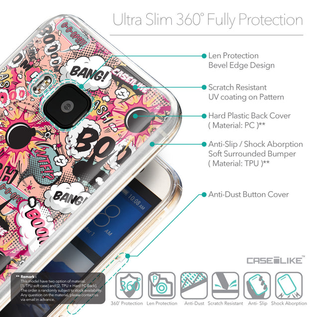 Details in English - CASEiLIKE HTC One M9 back cover Comic Captions Pink 2912