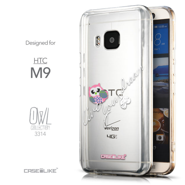 Front & Side View - CASEiLIKE HTC One M9 back cover Owl Graphic Design 3314