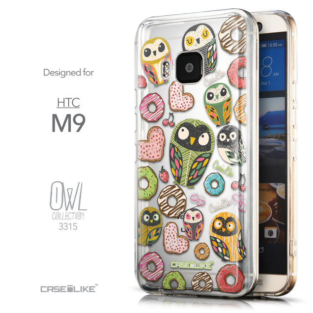Front & Side View - CASEiLIKE HTC One M9 back cover Owl Graphic Design 3315