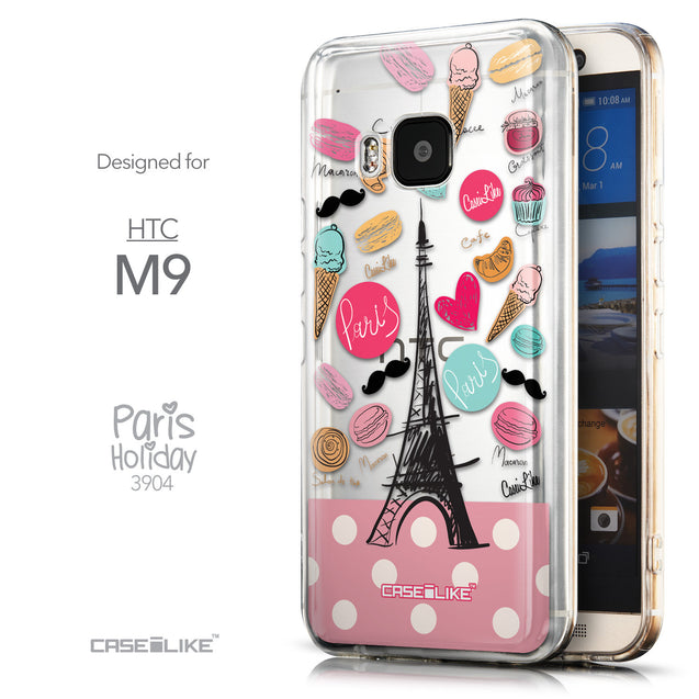 Front & Side View - CASEiLIKE HTC One M9 back cover Paris Holiday 3904