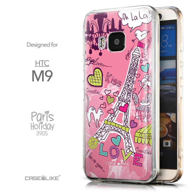 Front & Side View - CASEiLIKE HTC One M9 back cover Paris Holiday 3905