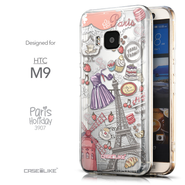 Front & Side View - CASEiLIKE HTC One M9 back cover Paris Holiday 3907