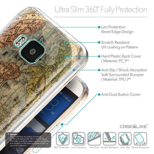Details in English - CASEiLIKE HTC One M9 back cover World Map Vintage 4608