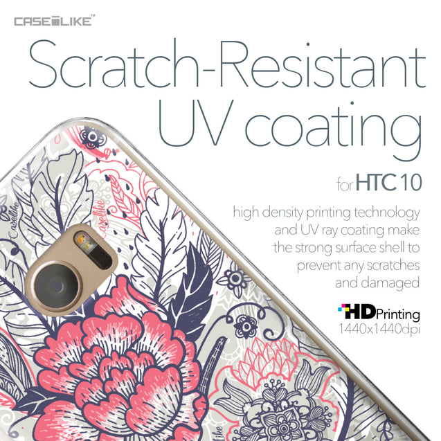 HTC 10 case Vintage Roses and Feathers Beige 2251 with UV-Coating Scratch-Resistant Case | CASEiLIKE.com