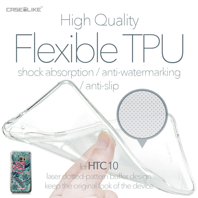 HTC 10 case Vintage Roses and Feathers Turquoise 2253 Soft Gel Silicone Case | CASEiLIKE.com