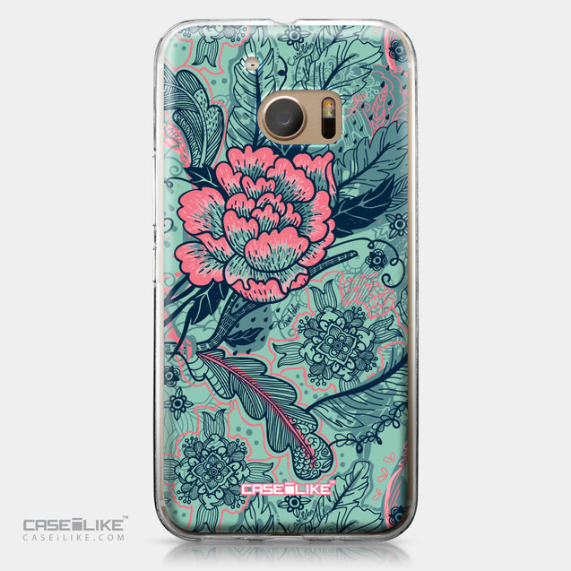 HTC 10 case Vintage Roses and Feathers Turquoise 2253 | CASEiLIKE.com